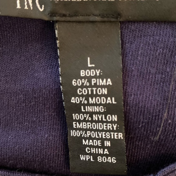 Inc International Concepts Navy Cotton Dress w Beading & Embroidery/ Size L - Picture 8 of 11